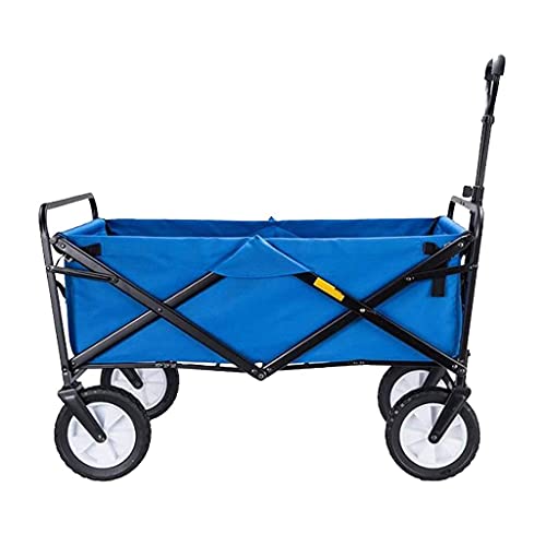 Outdoor Folding Utility Wagon Collapsible Camping Wagon Heavy Duty Garden Cart Portable Utility Trolley Adjustable Handle Load 60kg / 132lbs