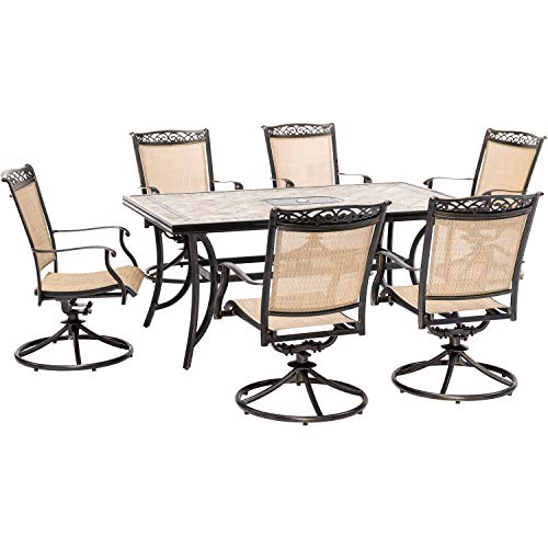 Hanover Fontana 7-Piece Patio Dining Set Tan