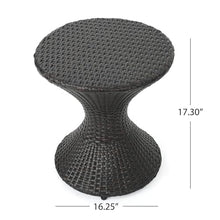 Outdoor Hourglass Side Table, Rattan Wicker End Table for Patio Use