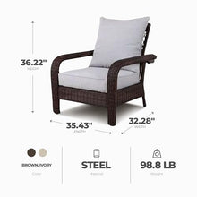 Four Seasons Courtyard Montego Bay Seating Furniture Set with 2 Adjustable All Weather Patio Outdoor Cushioned Chairs for Decks and Porches, Brown