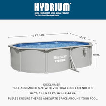 Bestway Hydrium 16'5" x 12' x 48" Above Ground Pool, Oval Steel Side Wall Frame Outdoor Swimming Pool Set with Sand Filter Pump, Polysphere Filtration Balls, Ladder & Accessories