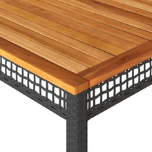 AMBERARD Garden Table Black and Brown,Solid Acacia Wood Top Outdoor Dining Table with Robust Steel Frame for Garden, Terrace, or Balcony Patio Tables