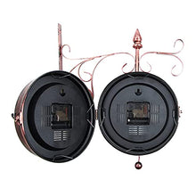 Wall Clock Art Clock Retro Wrought Iron Wall Clock, Outdoor Garden Double-Sided Wall Clock with Metal Bracket, Easy to Read Roman Numerals, Indoor Living Room Courtyard Wall Decor Clock