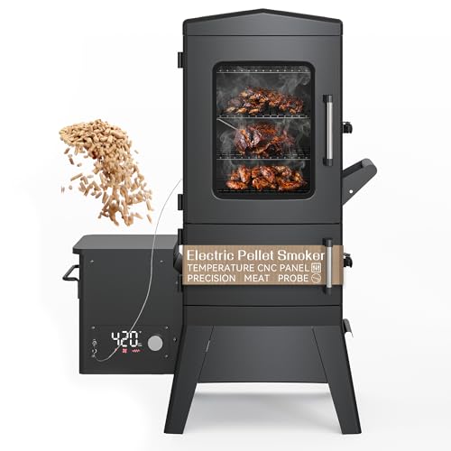 Vertical Pellet Smoker Grill with Digital Temperature Control, 4-Rack Electric BBQ Smoker with Meat Probe & Cover, 616 Sq.In Outdoor Pellet Grill for Smoking Brisket, Ribs, Chicken & Sausage