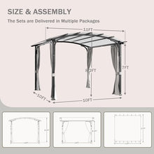 MeetLeisure Meetleisure 11'x11' Outdoor Pergola with Sidewalls - Arched Top Outdoor Pergola with Metal Steel Frame and Textilene Top Canopy, Ideal for BBQ Party & Family Gathering, Grey Top