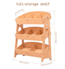 Wood And Hearts Montessori 3-Tier Shelf Natural Wood