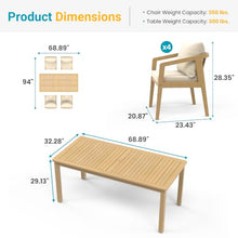 FansaFurn 5 Piece Acacia Outdoor Patio Table and Chairs Set for All-Weather