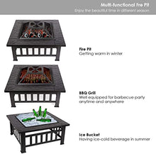 BBQ Grill Outdoor Fire Pit BBQ Grill, Outdoor Square Metal Firepit, Garden Fire Pits,Fireplace Garden Stove BBQ Fire Pit Charcoal Rack with Mesh Cover,Outdoor Fire Pits