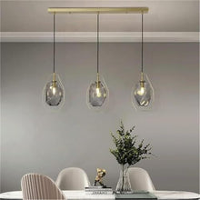 Classic Glass Pendant Light Fixture - 77cm Long Plate Chandelier with