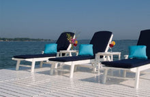 POLYWOOD Nautical White HDPE Chaise Lounge with Arms & Wheels, Stackable Wood Pool Lounge Chair for Outdoor Relaxation