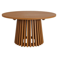 Modway Lane 31 Inch Teak Wood Outdoor Round Coffee Table in Natural – Slatted Patio Table with Pedestal Base for Patio, Balcony, Deck, Backyard, Terrace Or Sunroom