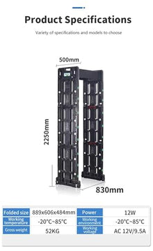 HZFAIGLL Portable Walk Through Metal Detector, Foldable Security Gate with 3 Detection Zones, Rechargeable Battery 40H, Lightweight Transportable Scanner for Events, Schools, Stadiums, Courthouses