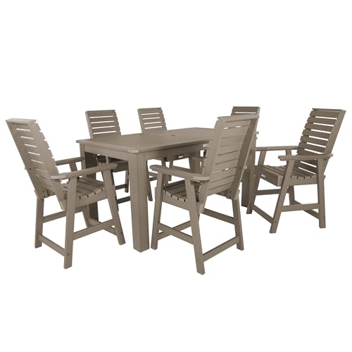 highwood Weatherly 7pc Rectangular Counter Height Dining Set 72" x 42", Woodland Brown