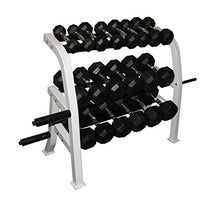 Ader Sporting Goods Rubber Dumbbells Set with Rack and Mat Black/White