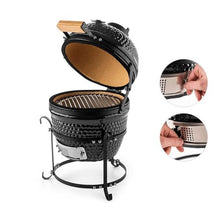Outdoor Ceramic Grill, BBQ Smoker with Stainless Steel Grid Pan for Backyard Camping & Garden Party, Picnic(Green)