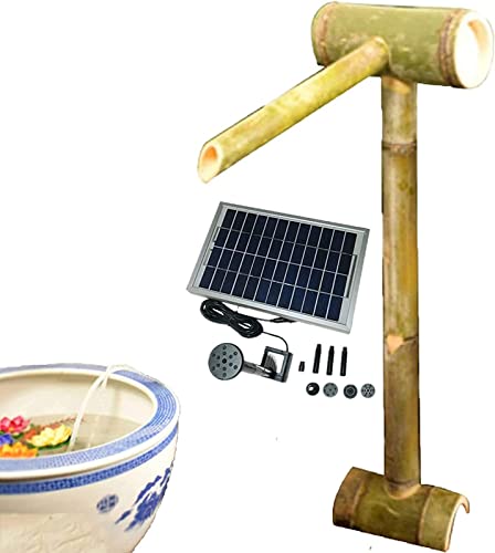 Garden Fountain Solar Water Fountain,Solar Fountain,Outdoor Fountains,Bamboo Fountain,Garden Water Feature Waterfall,Water Spout with Pump Desktop Fountain Home Decor