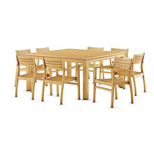 Amazonia Teak Victoria 9-Piece Teak Square Dining Set, Light Brown (Rinjani SQ_8Ninia)