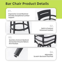 WAQINBR Aluminum Patio Swivel Bar Chair Set of 2, Modern Outdoor Bar Stool with 360°Rotation & Comfort Cushion, Weather-Resistant Frame, for Backyard, Poolside,Kitchen Island,Cast Silver
