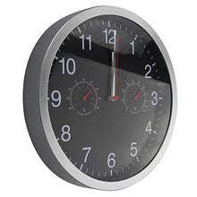 KYTGFH Metal Silent Quartz Wall Clock Quiet Movement Thermometer Hygrometer Black and White