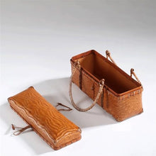 FENOKD Picnic Basket Retro Bamboo Woven Handheld Basket Food Storage Box Extra Large Capacity Picnic Basket for Picnics and Road Trips Outdoor Camping ，A-Large