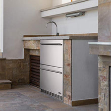 NewAir 24” Dual Zone Outdoor Wine & Beverage Fridge | Freestanding or Built-In Under counter Refrigerator for Outside Patio | Dual Drawer for 20 Wine Bottles & 80 Cans | Stainless Steel