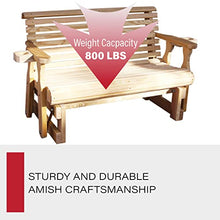 Amish Casual Heavy Duty 800 Lb Roll Back Pressure Treated Porch Glider with Cupholders (5 Foot, Unfinished)