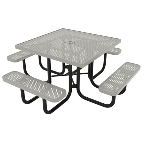 COATEDOUTDOORFURNITURE 46In Square Picnic Table, Punched, Grey