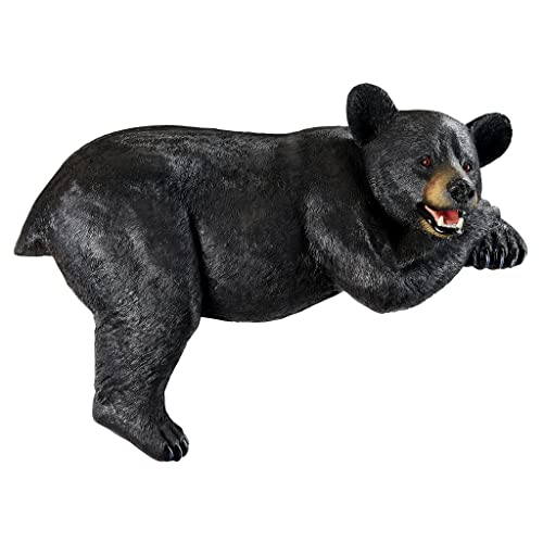 Design Toscano Lemont the Lovable Lounger Climbing Black Bear Roof Mount Outdoor Garden Statue, 34 Inch Long, Cast Stone Resin, Woodland Black Finish