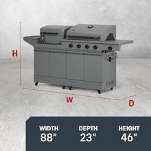 Tytus 2-in-1 Gas Grill 4-Burner, Pellet Smoker, Prep Cart, 721 sqin