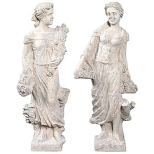 Design Toscano Flora and Proserpina Outdoor Garden Statues Set of Two 44 inch Antique Stone