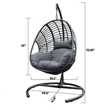 Wicker Swing Egg Chair,Foldable Wicker Rattan Hanging Egg Chair with Stand, Swing Chair with Cushion and Pillow, Lounging Chair for Indoor Outdoor Bedroom Patio Garden (Egg Chair) (Egg Chair)