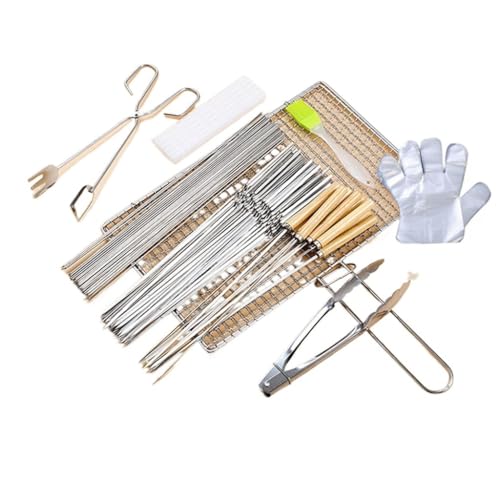 Grilled Fish Clip Stainless Steel Mesh Barbecue Skewer Household Grill Net Set