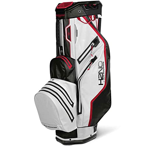 Sun Mountain 2022 H2NO Lite Waterproof 14-Way Divided Cart Bag White/Black/Red