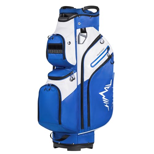UNIHIMAL Golf Cart Bag 15 Way Organizer Divider Top with Handles and Rain Cover Blue-White