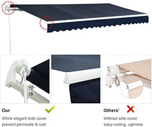 Diensweek 12'x10' Patio Awning Retractable Fully Assembled, Manual Commercial Grade Awnings - Quality 100% 280G Ployester Window Door Sunshade Shelter - Deck Canopy Balcony P100 Series ( Navy Blue)