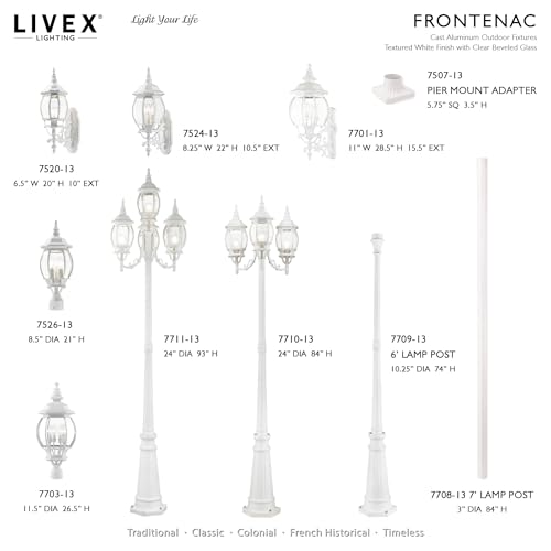 Livex Outdoor Post Light with Clear Beveled Glass Shades Black
