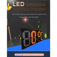 saditesdk 12IN Time Temperature Digital Screen, Digital Display, Outdoor Waterproof Led Clock, Wall-Mounted, -40℃~75℃ Working Temperature, Hanging Installation, 60°-120° Viewing an