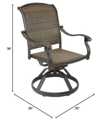 Santa Clara Outdoor Set of 8 Dining Chairs (2 Swivel Rocker and 6 Stationary) Dark Bronze Cast Aluminum