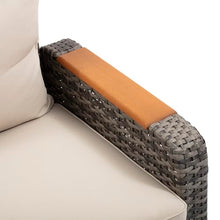 Teamson Home - Outdoor 3 Piece Wicker Recliner Set with Wood Armrests and Cushions, Gray