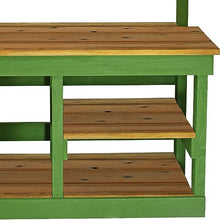 Rustic Gardening Workbench Outdoor Potting Table with Tool Hooks - Wooden Patio Furniture (Natural Redwood Frame)
