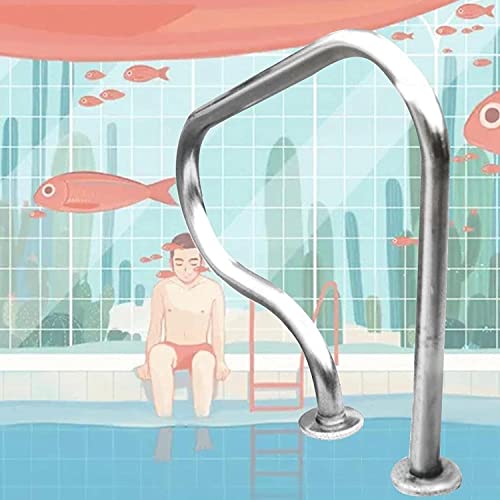 Swimming Pool Safety Hand Rail Swimming Pool Handrails,Inground Pools Handrails,304 Stainless Steel Pool Handrail Ladder, Pool Ramp Easy-Mount Swimming Pool Handrail with,Thickness: 1.5mm