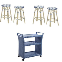 Furniture of America FOA Aluminum 30-Inch Patio Barstools with Bar Cart 5PC Set Blue