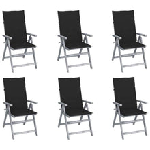 Patio Reclining Chairs 6 pcs with Cushions Solid Acacia Wood Outdoor