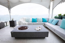 Elementi Metropolis Gas Fire Pit Cast Concrete Fire Table, Outdoor Fire Pit Electronic Ignition | Canvas Cover, Lava Rock Included | Free AMS Wind Guard | Light Gray (Natural Gas)