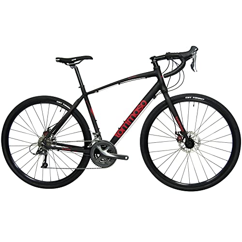Tommaso Sentiero Sport Performance Aluminum Gravel Bike Shimano Claris 24 Speeds Road Bicycle Matte Black/Red