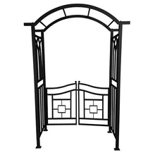 Oakland Living Black Aluminum Garden Arbor Arch with Gate