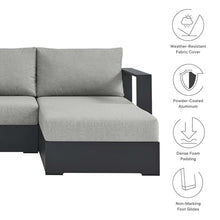 Modway Tahoe Modular Aluminum 2-Piece Outdoor Patio Furniture Gray, Right-Facing Sectional Sofa Set with Weather-Resistant Cushions, Ideal for Deck, Backyard, Poolside