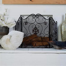 Fireplace Screen Black European Style Metal Fireplace Screen Hollow Divider with Mesh Fireplace Guard Mesh Fence Fire Retardant Foldable Fireplace Screen