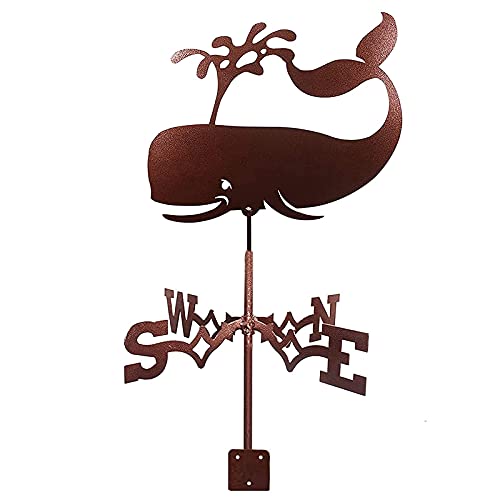 Whale Weathervane Shark Weather Vane Dolphin Ornaments with Arrow Wind Vane Measuring Tool Wind Direction Indicator for Roof Backyard (B) (A)