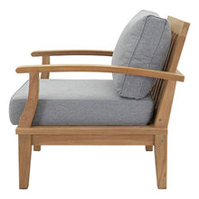 Modern Contemporary Outdoor Patio Sofa, Chair and Coffee Table Set, Wood, Grey Gray Natural
